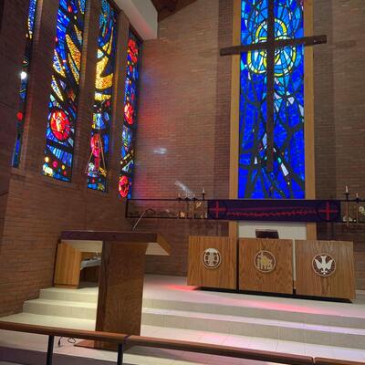 St. Paul altar and stained glass windows
