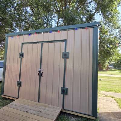 Storage shed behind our main building